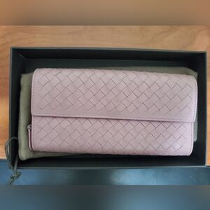 Bottega Veneta Clutch Long Wallet Pink/Purple